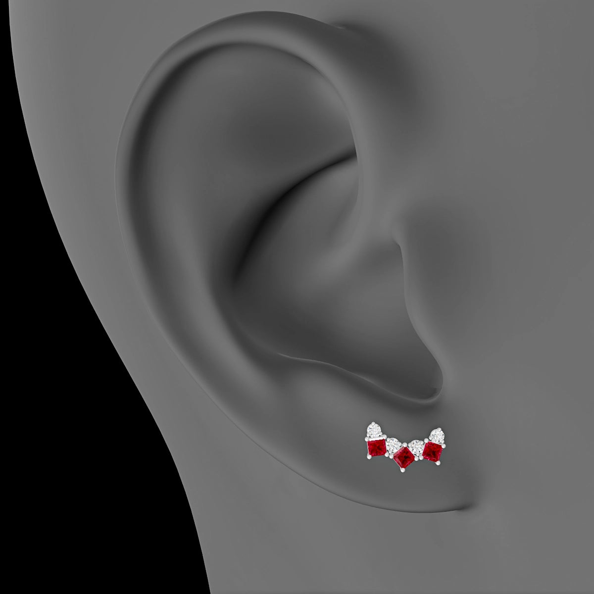 Ariana  M | 18k White Gold 5 mm 9.5 mm Ruby & Diamond Piercing