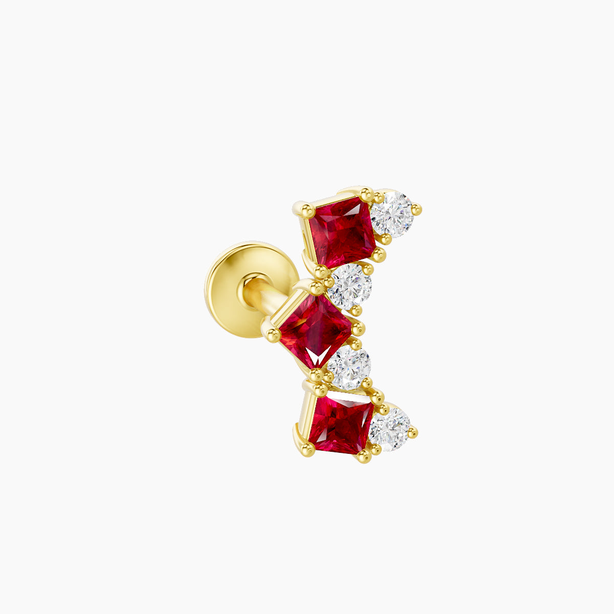 Ariana  M | 18k Yellow Gold 5 mm 9.5 mm Ruby & Diamond Piercing