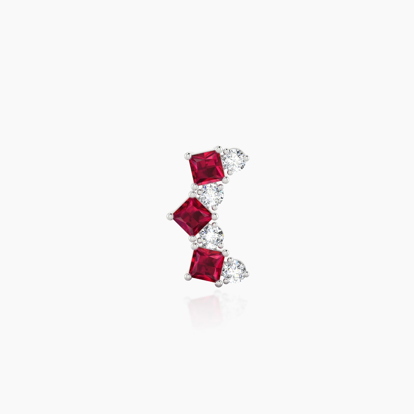 Ariana  M | 18k White Gold 5 mm 9.5 mm Ruby & Diamond Piercing