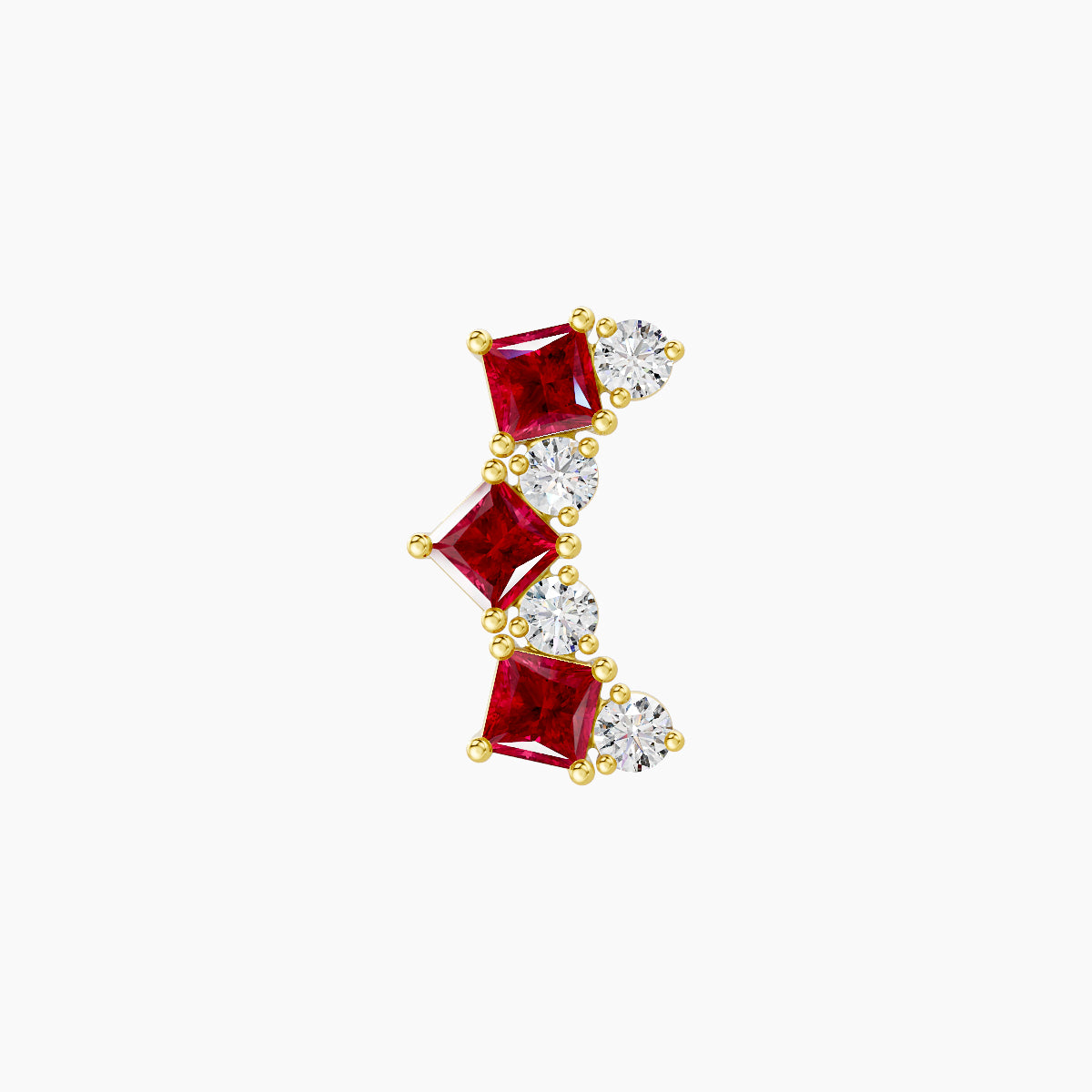 Ariana  M | 18k Yellow Gold 6.5 mm 9.5 mm Ruby & Diamond Piercing