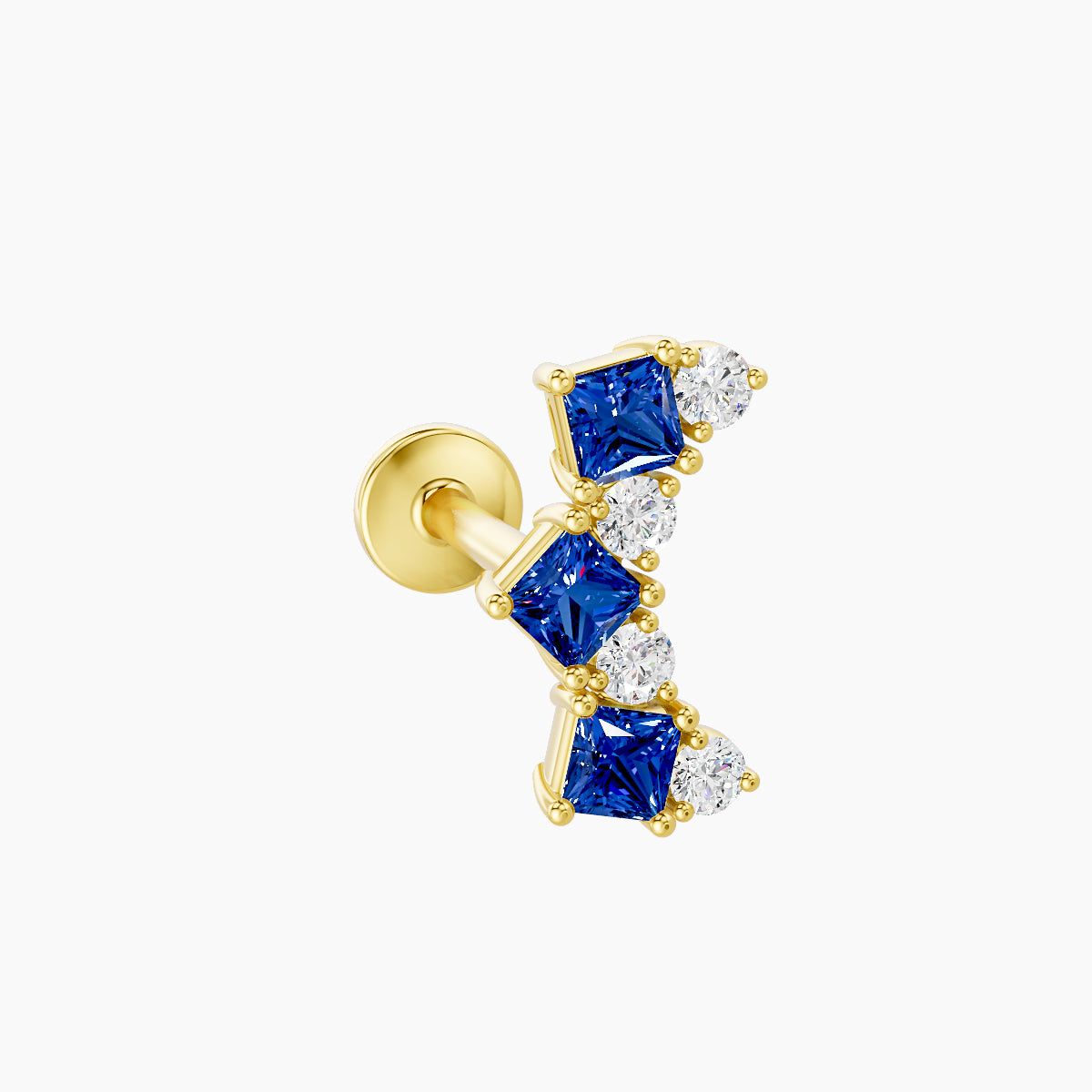 Ariana  M | 18k Yellow Gold 6.5 mm 9.5 mm Sapphire & Diamond Piercing