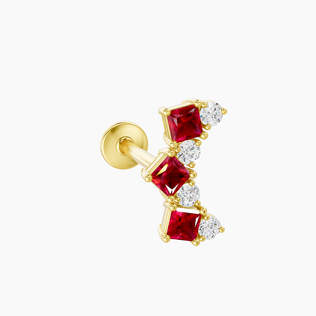 Ariana  M | 18k Yellow Gold 8 mm 9.5 mm Ruby & Diamond Piercing