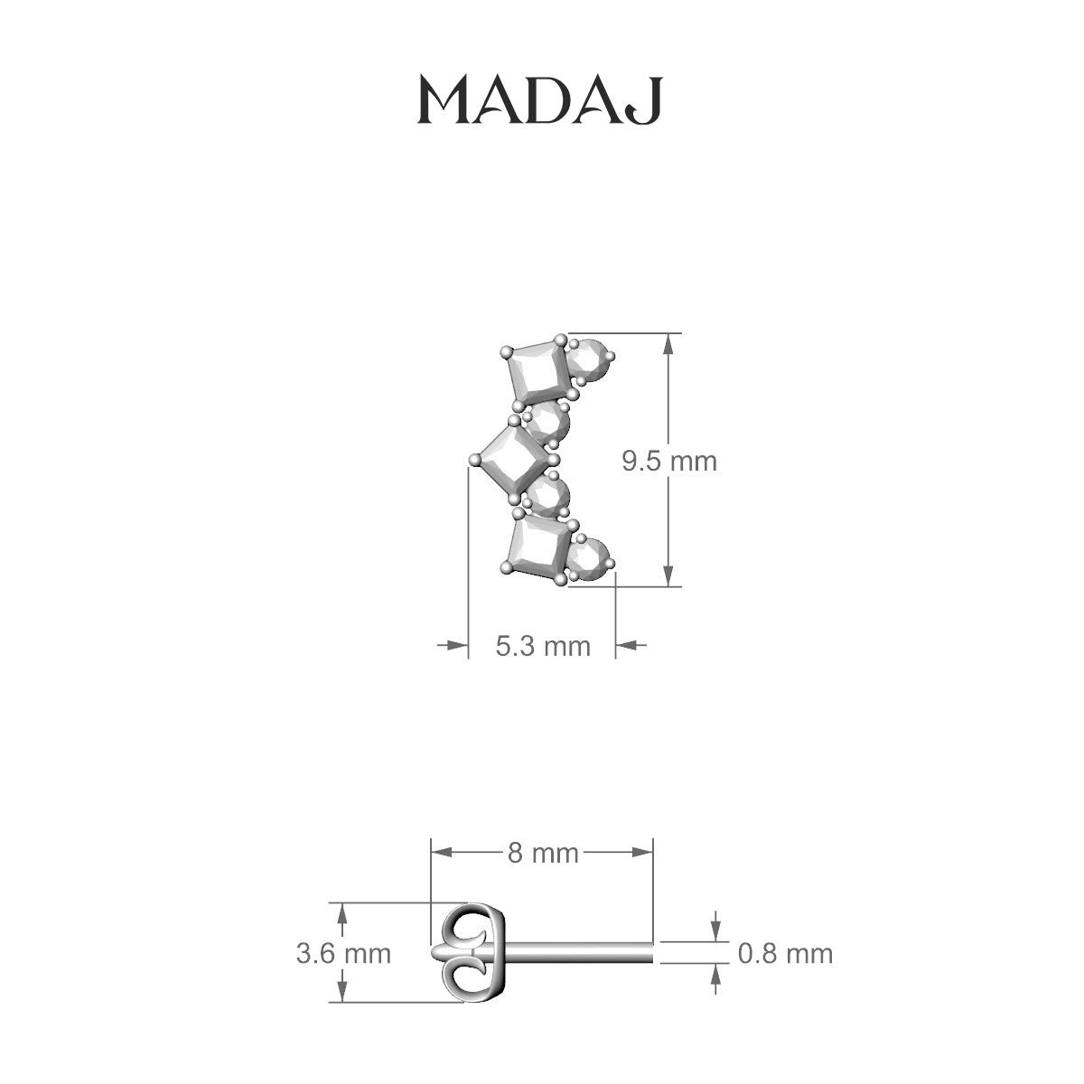 Ariana M | 18k White Gold 9.5 mm Diamond Earring