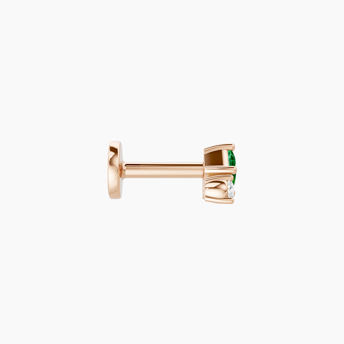 Ariana  S | 18k Rose Gold 5 mm 4.5 mm Emerald & Diamond Nose Piercing