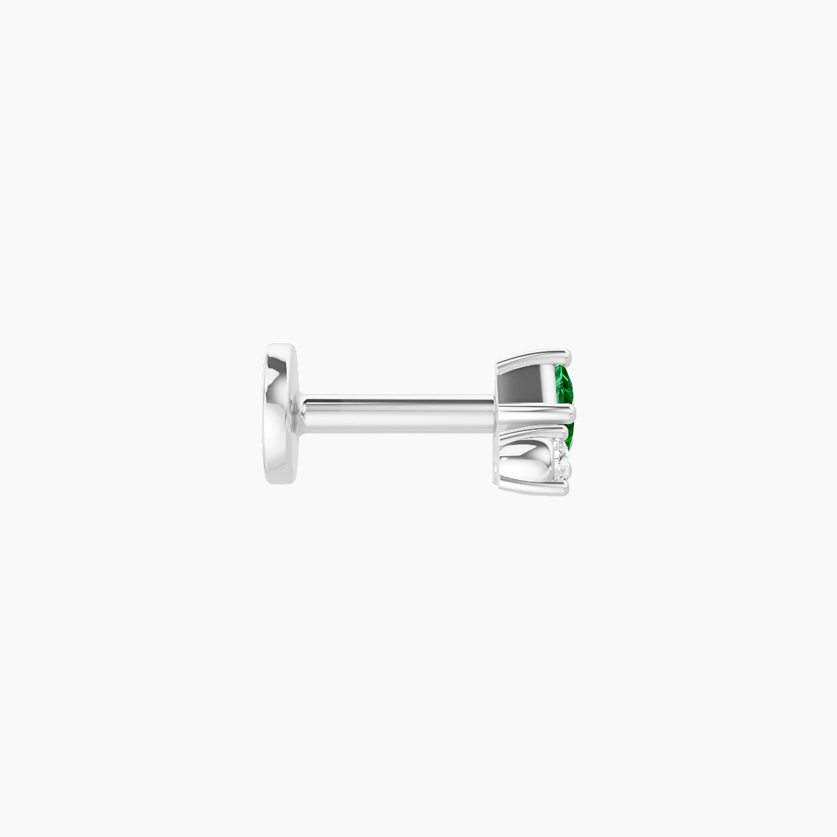 Ariana  S | 18k White Gold 5 mm 4.5 mm Emerald & Diamond Nose Piercing