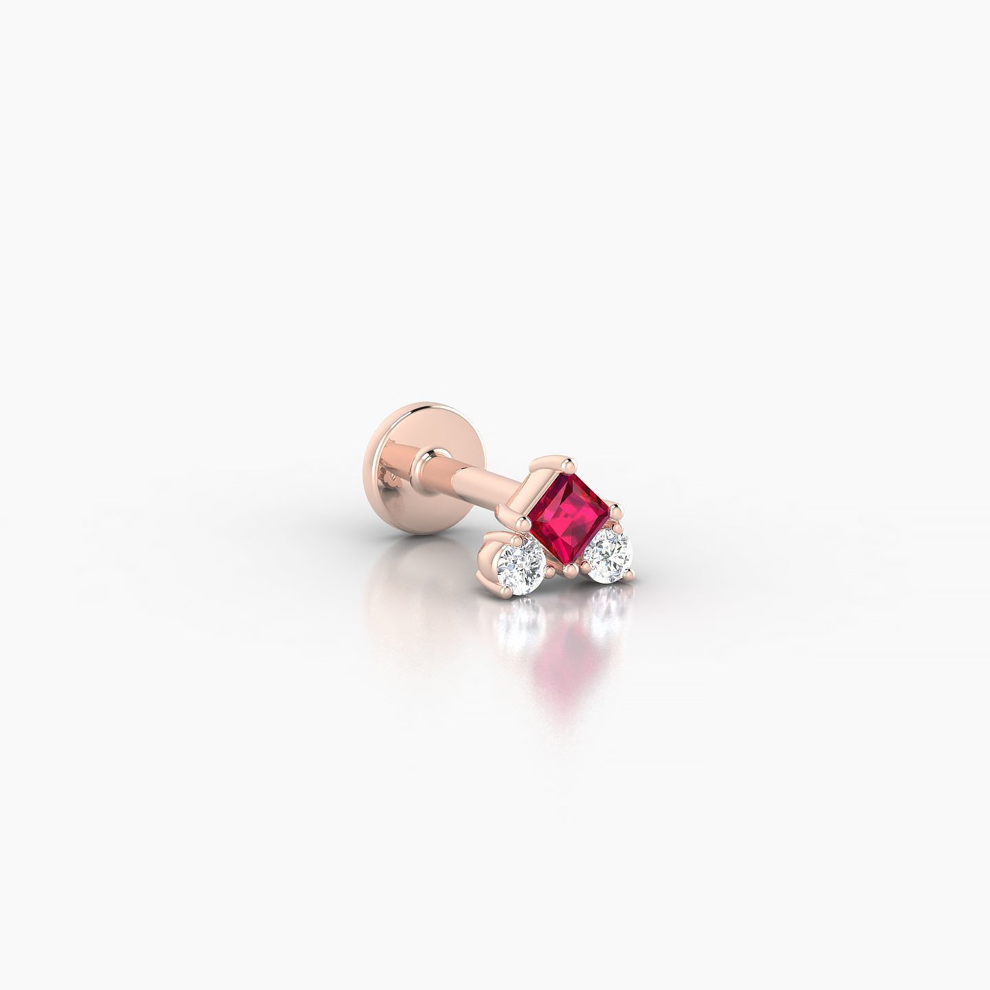 Ariana  S | 18k Rose Gold 5 mm 4.5 mm Ruby & Diamond Nostril Piercing