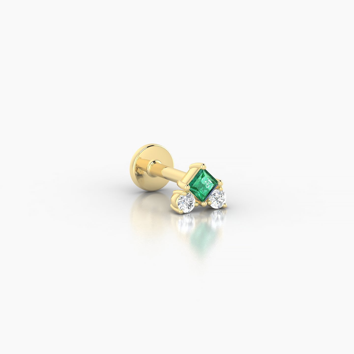 Ariana  S | 18k Yellow Gold 5 mm 4.5 mm Emerald & Diamond Nostril Piercing