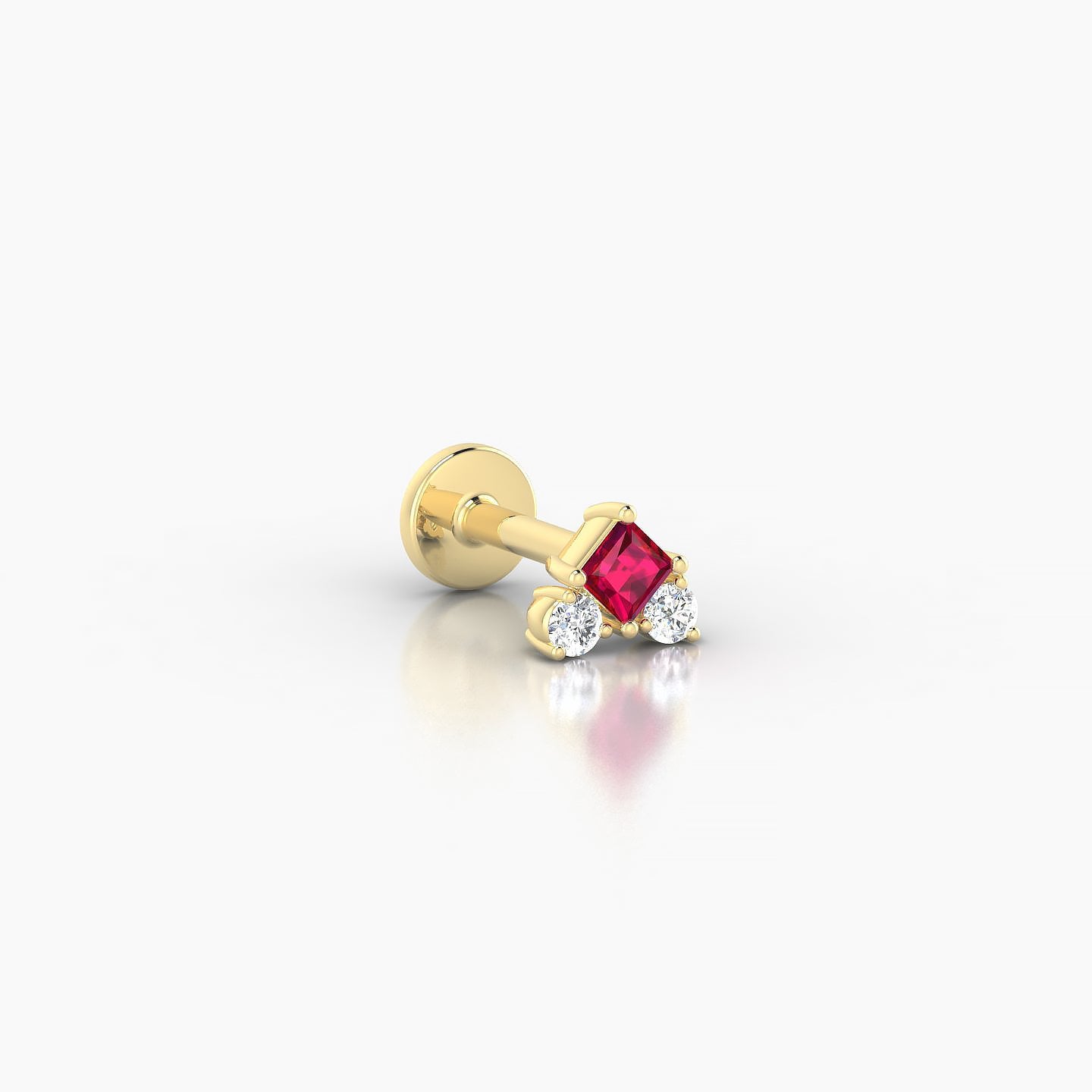 Ariana  S | 18k Yellow Gold 5 mm 4.5 mm Ruby & Diamond Nostril Piercing