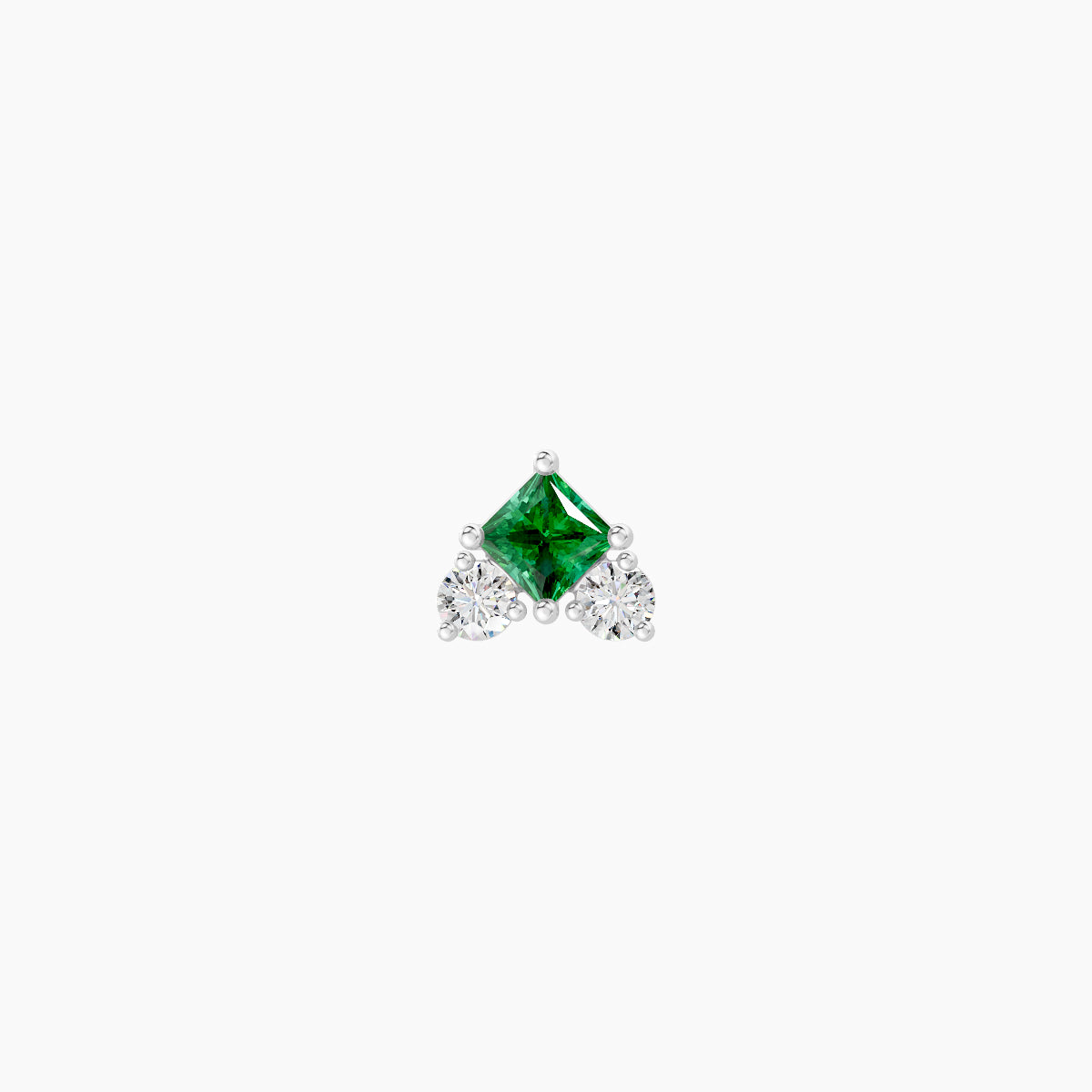 Ariana  S | 18k White Gold 5 mm 4.5 mm Emerald & Diamond Piercing