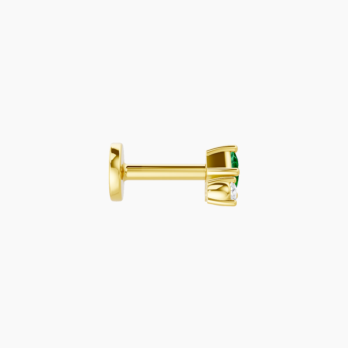 Ariana  S | 18k Yellow Gold 5 mm 4.5 mm Emerald & Diamond Piercing