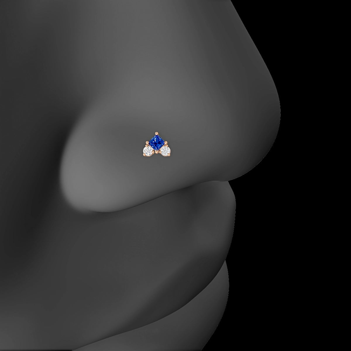Ariana  S | 18k Rose Gold 6.5 mm 4.5 mm Sapphire & Diamond Nose Piercing