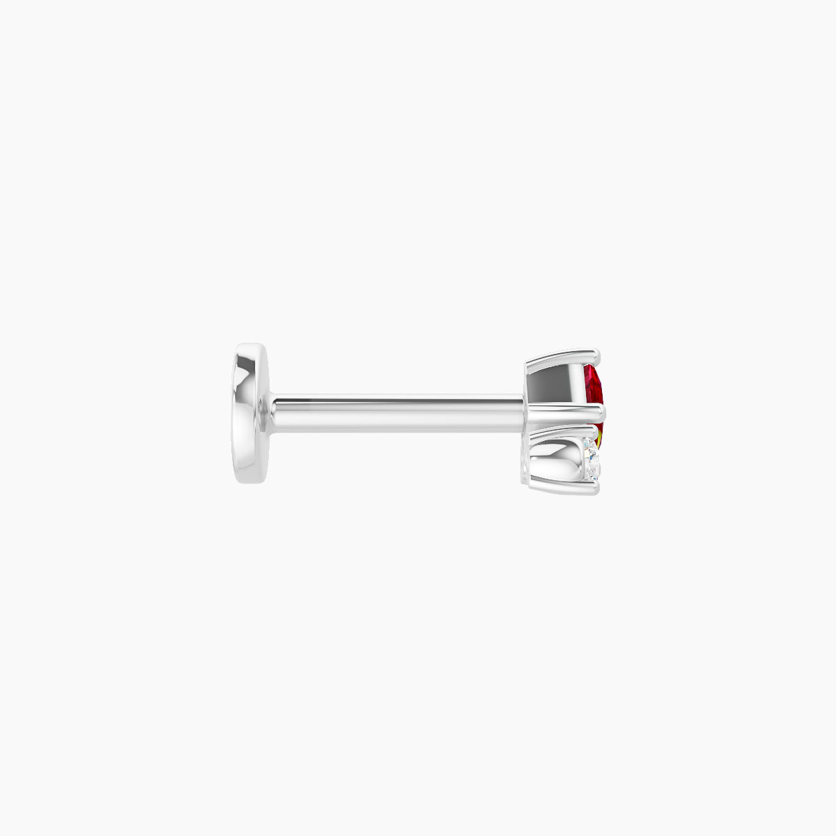 Ariana  S | 18k White Gold 6.5 mm 4.5 mm Ruby & Diamond Nose Piercing