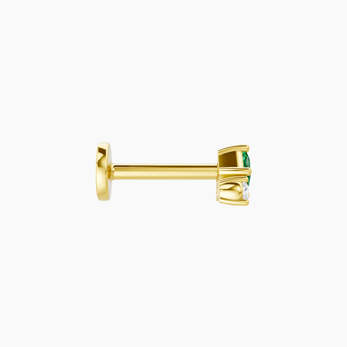 Ariana  S | 18k Yellow Gold 6.5 mm 4.5 mm Emerald & Diamond Nose Piercing