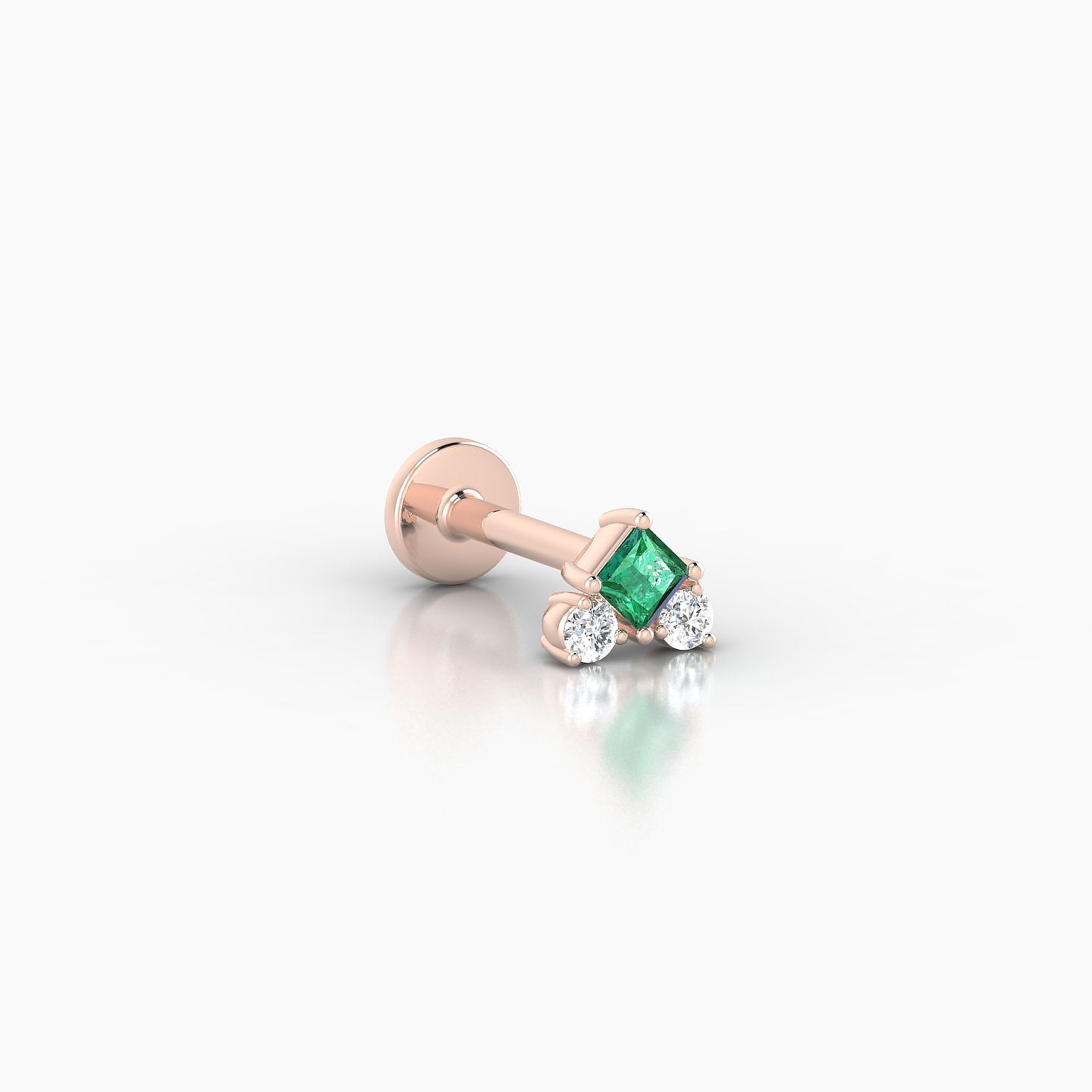 Ariana  S | 18k Rose Gold 6.5 mm 4.5 mm Emerald & Diamond Nostril Piercing