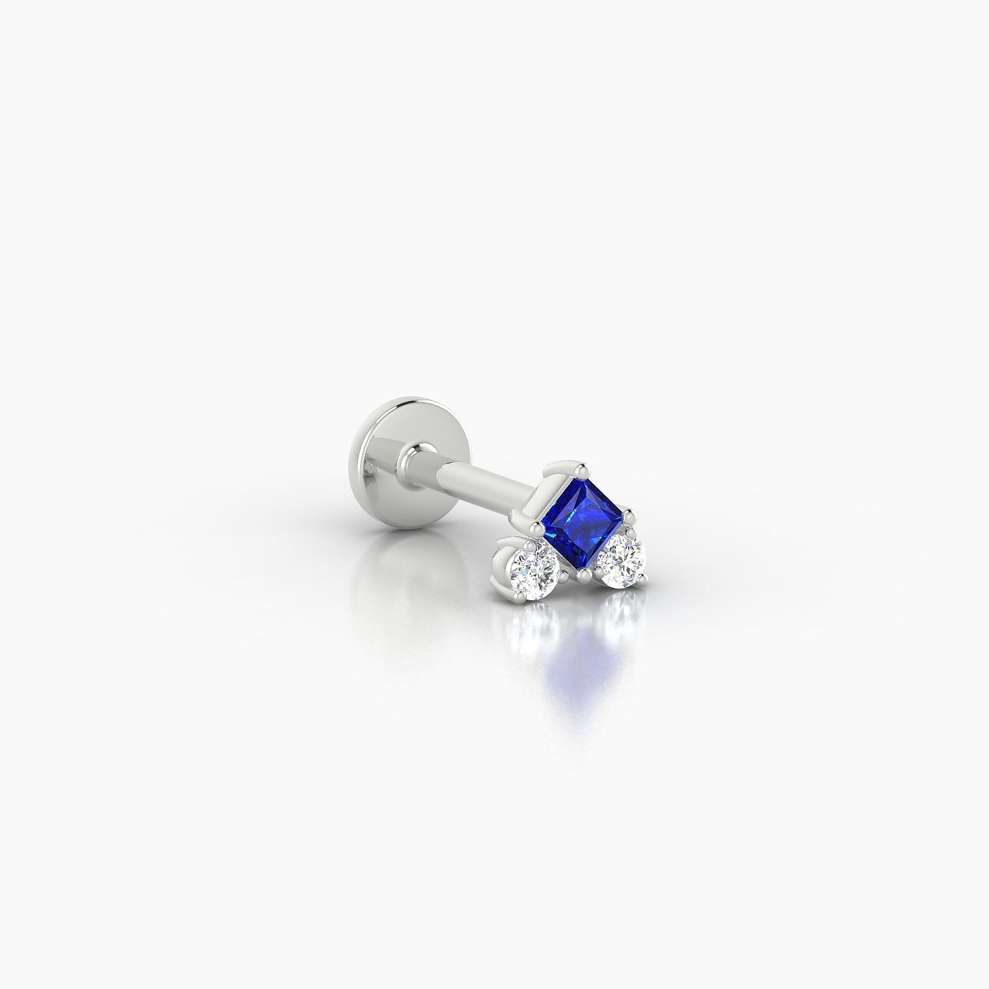 Ariana  S | 18k White Gold 6.5 mm 4.5 mm Sapphire & Diamond Nostril Piercing