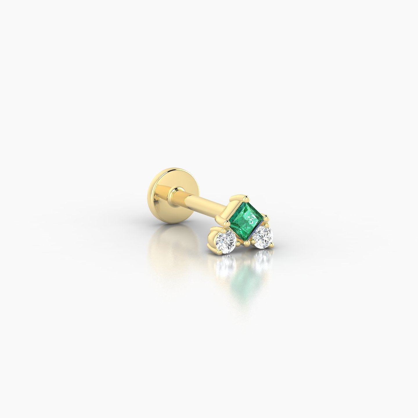 Ariana  S | 18k Yellow Gold 6.5 mm 4.5 mm Emerald & Diamond Nostril Piercing