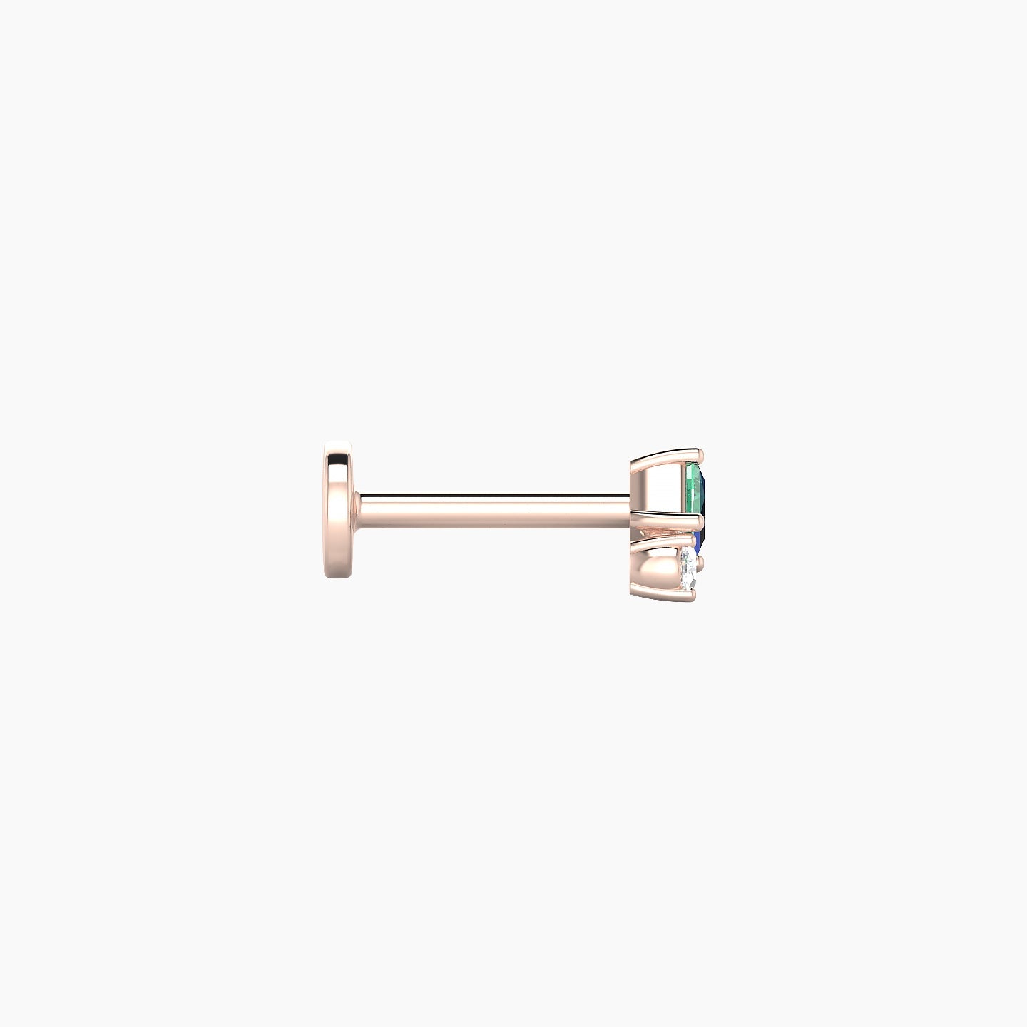 Ariana  S | 18k Rose Gold 6.5 mm 4.5 mm Emerald & Diamond Nostril Piercing