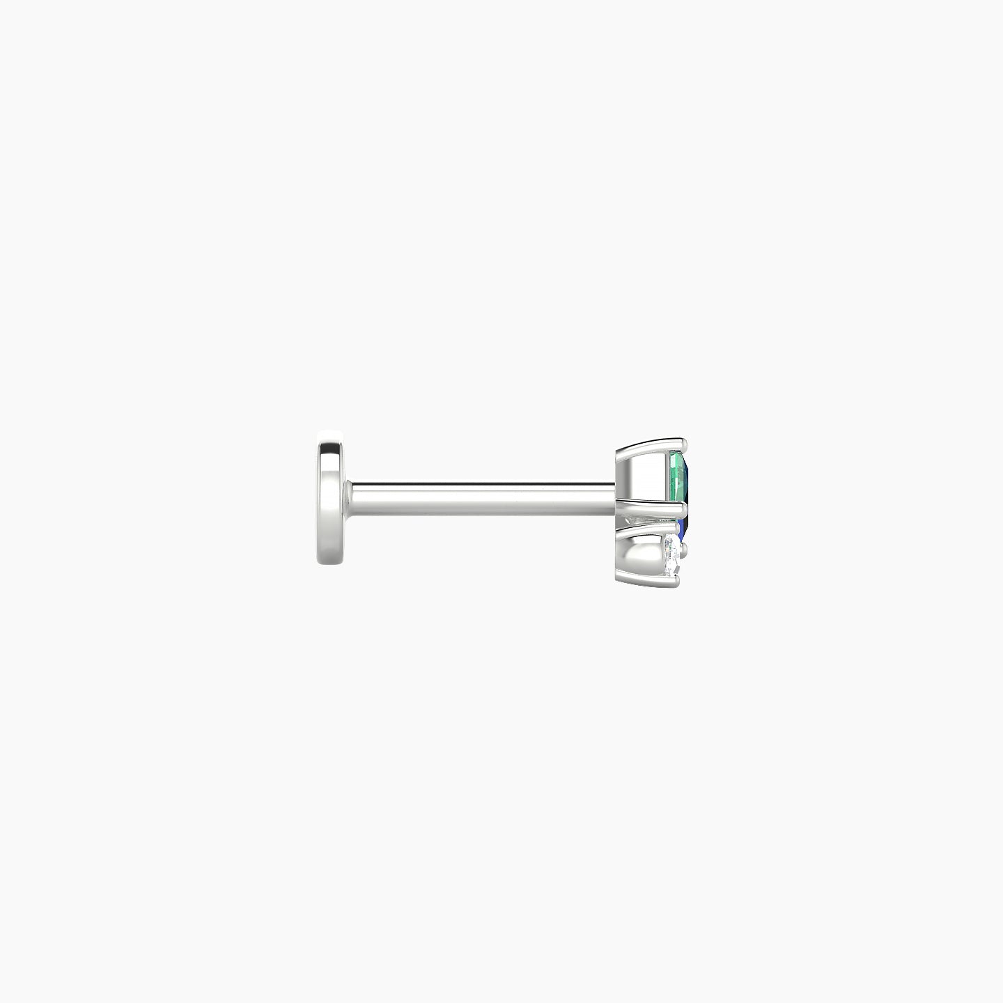 Ariana  S | 18k White Gold 6.5 mm 4.5 mm Emerald & Diamond Nostril Piercing