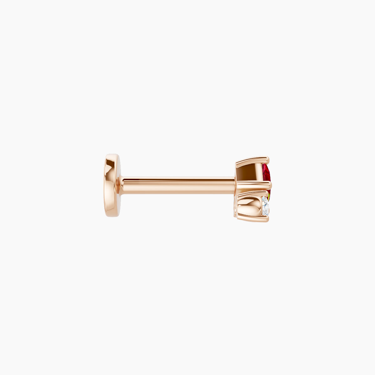 Ariana  S | 18k Rose Gold 6.5 mm 4.5 mm Ruby & Diamond Piercing
