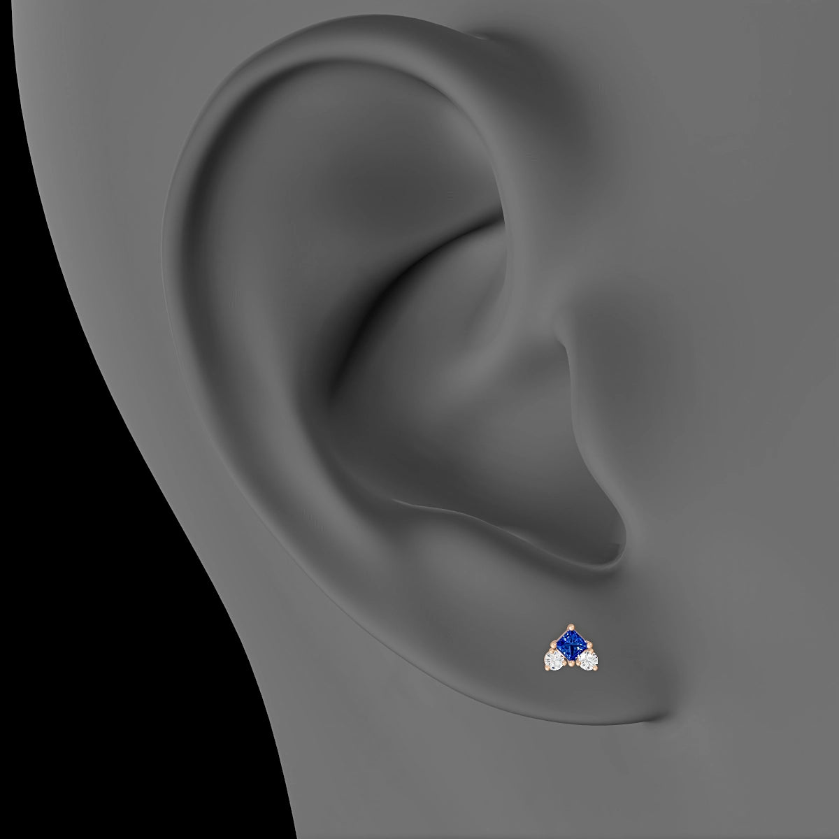 Ariana  S | 18k Rose Gold 6.5 mm 4.5 mm Sapphire & Diamond Piercing