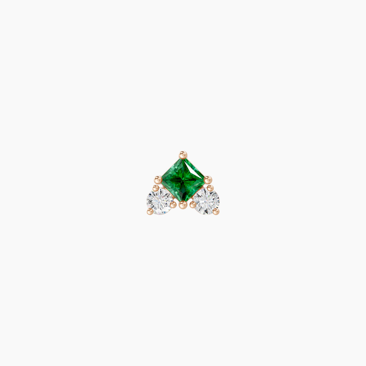 Ariana  S | 18k Rose Gold 8 mm 4.5 mm Emerald & Diamond Nose Piercing