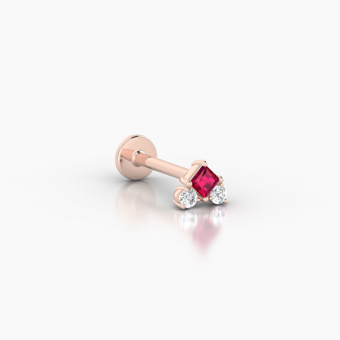 Ariana  S | 18k Rose Gold 8 mm 4.5 mm Ruby & Diamond Nostril Piercing