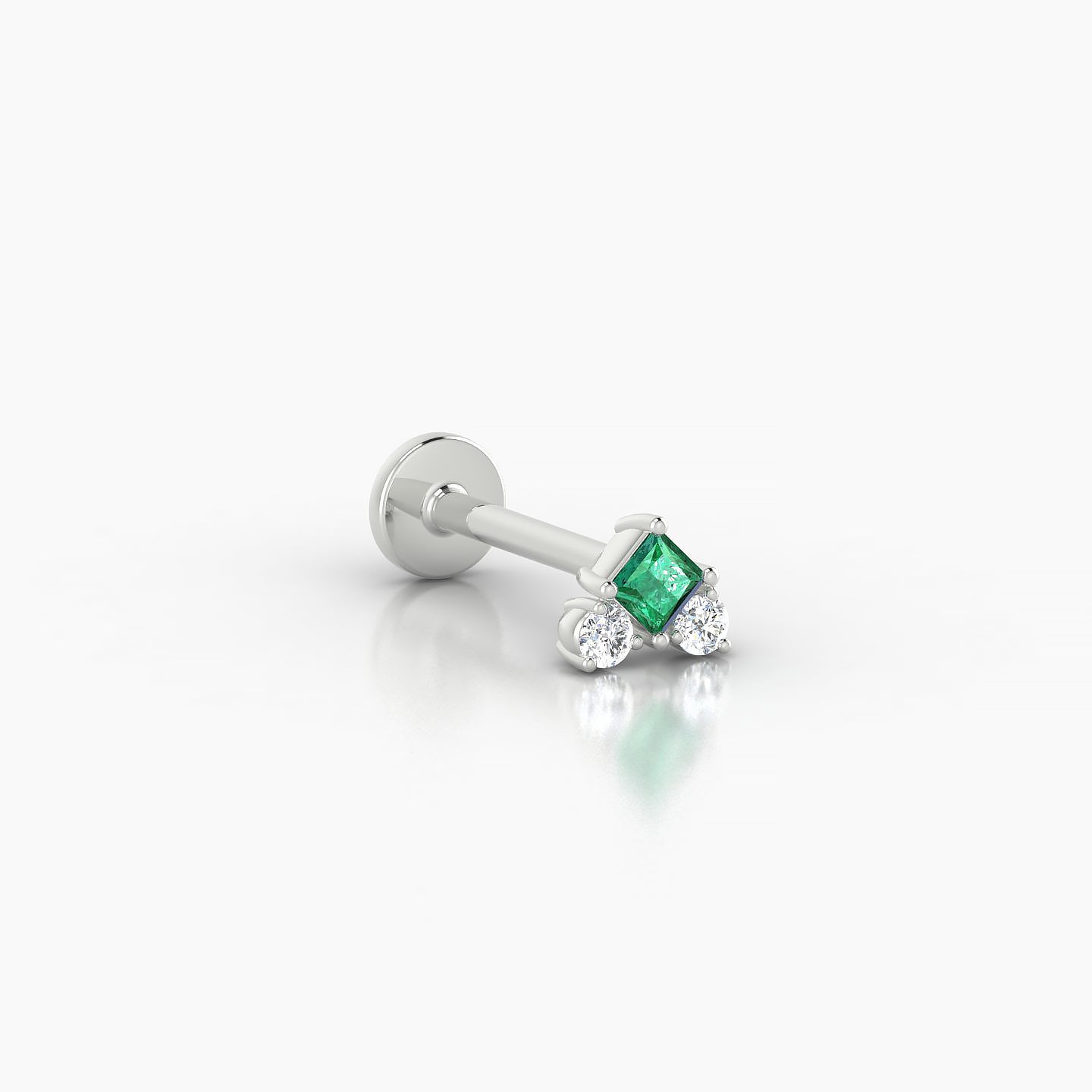 Ariana  S | 18k White Gold 8 mm 4.5 mm Emerald & Diamond Nostril Piercing