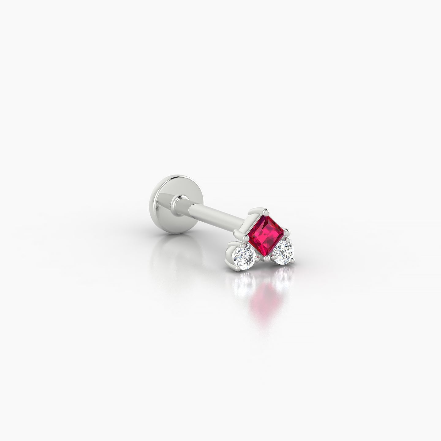 Ariana  S | 18k White Gold 8 mm 4.5 mm Ruby & Diamond Nostril Piercing