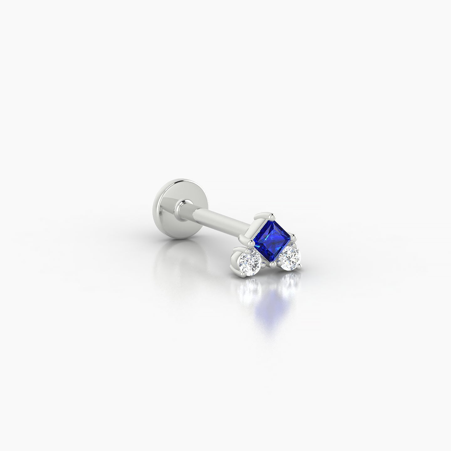 Ariana  S | 18k White Gold 8 mm 4.5 mm Sapphire & Diamond Nostril Piercing