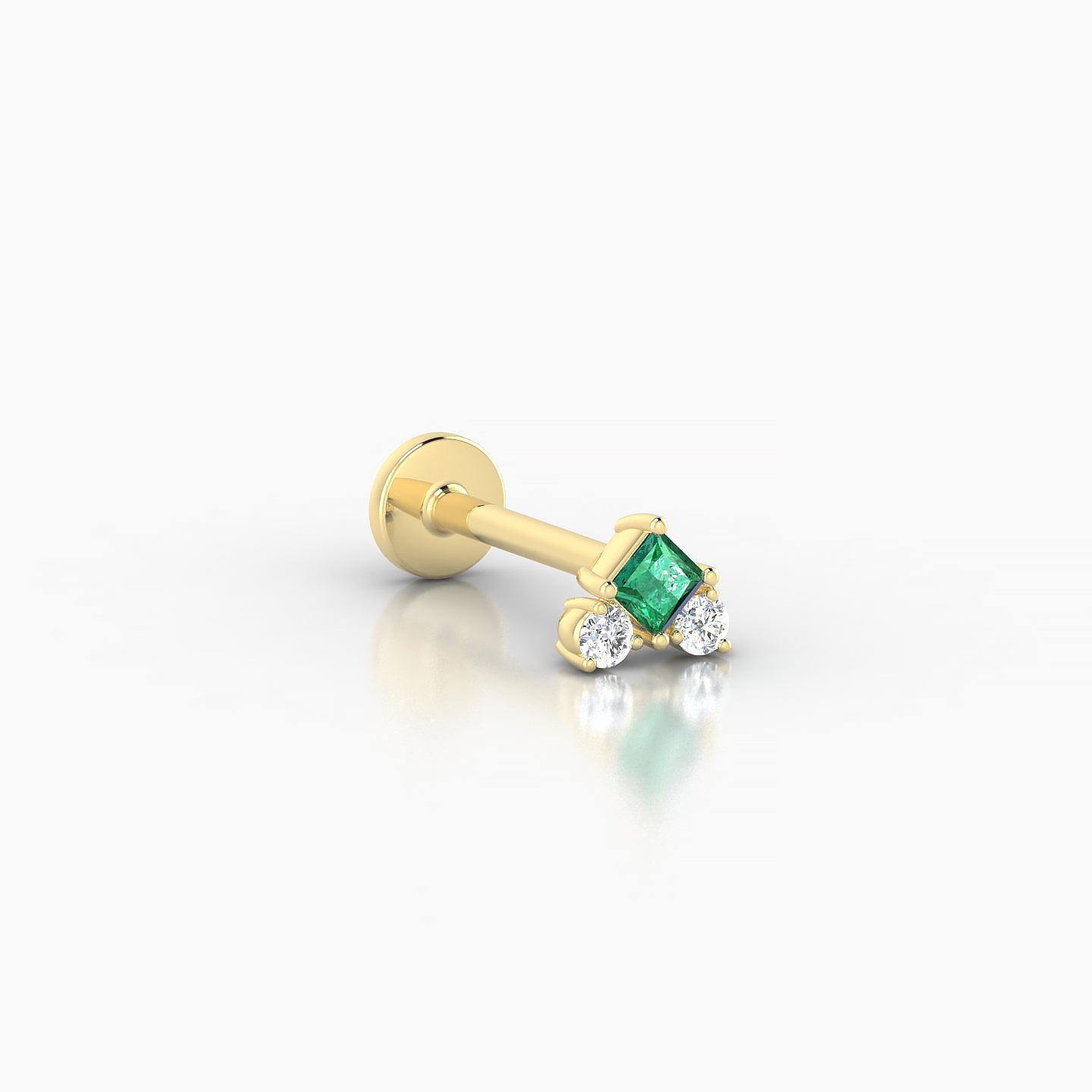 Ariana  S | 18k Yellow Gold 8 mm 4.5 mm Emerald & Diamond Nostril Piercing