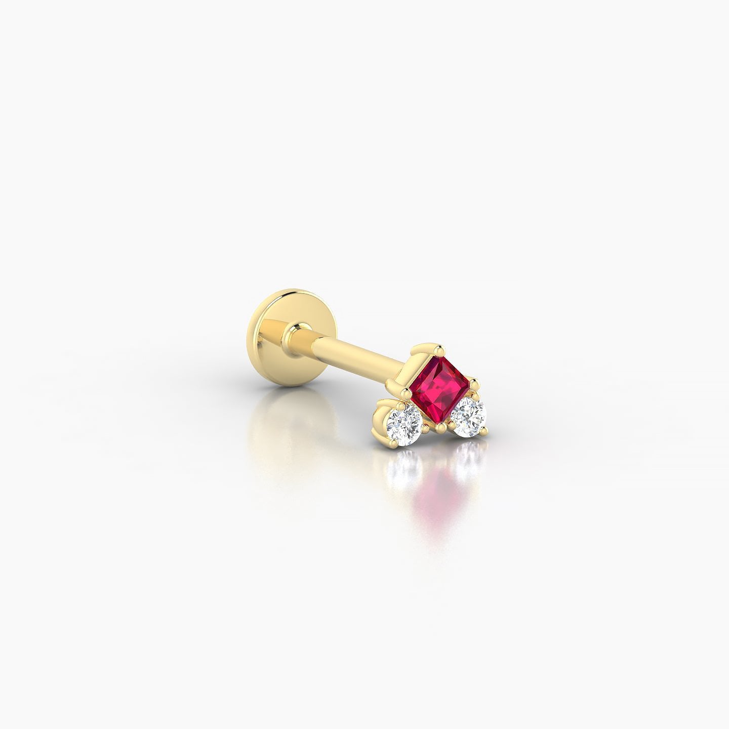 Ariana  S | 18k Yellow Gold 8 mm 4.5 mm Ruby & Diamond Nostril Piercing