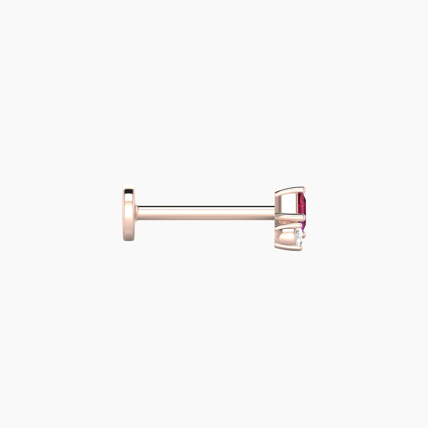 Ariana  S | 18k Rose Gold 8 mm 4.5 mm Ruby & Diamond Nostril Piercing