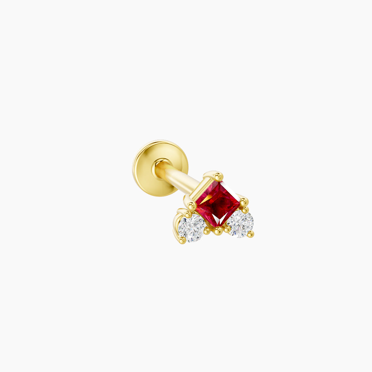 Ariana  S | 18k Yellow Gold 8 mm 4.5 mm Ruby & Diamond Piercing
