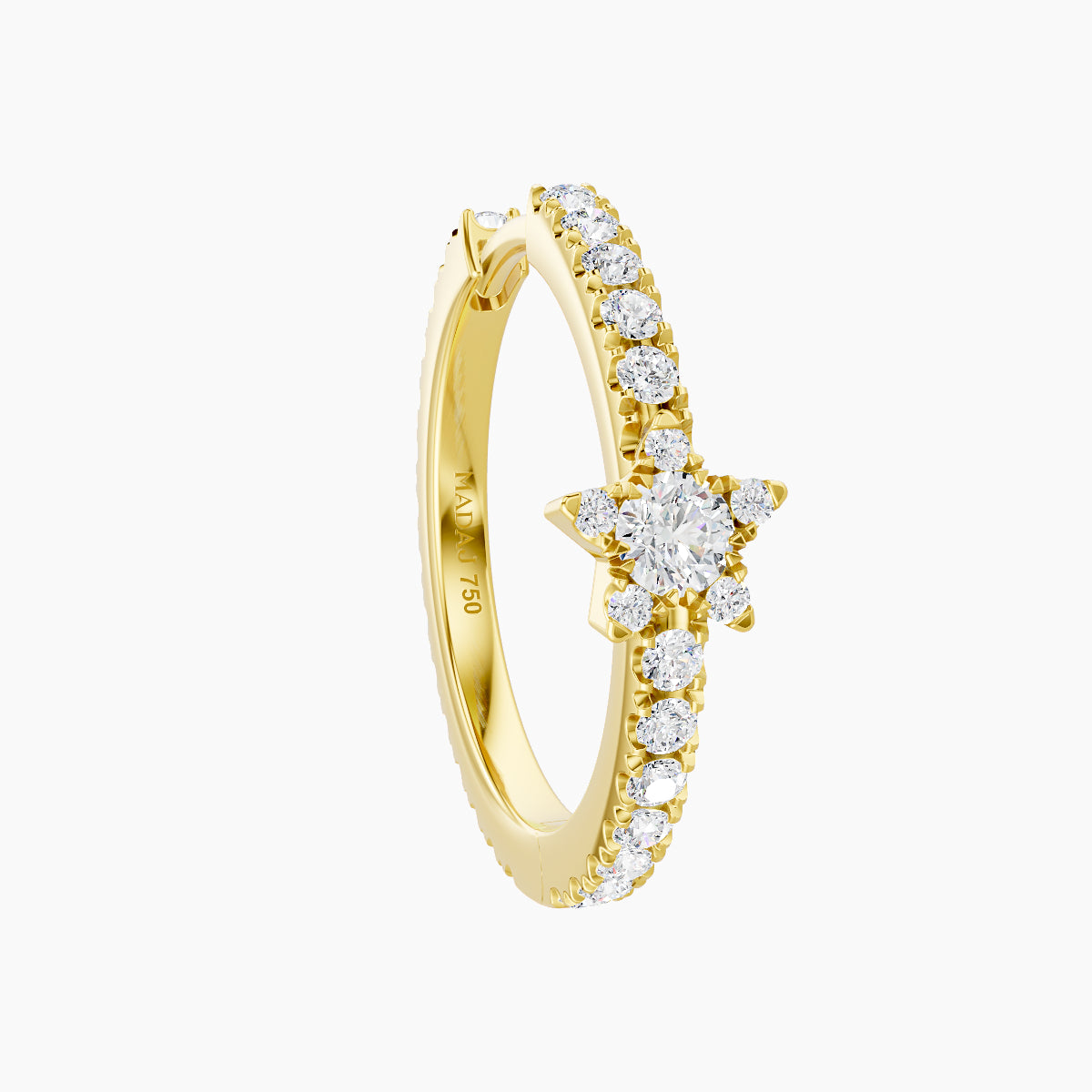 Asteria | 18k Yellow Gold 11 mm Star Diamond Hoop Piercing