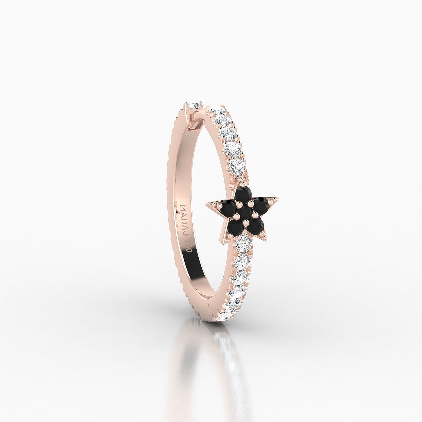 Asteria | 18k Rose Gold 11 mm Star Black Diamond & Diamond Hoop Piercing