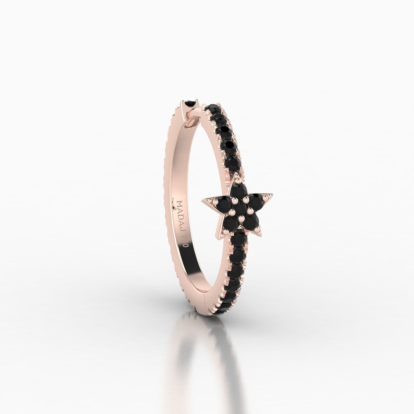 Asteria | 18k Rose Gold 11 mm Star Black Diamond Hoop Piercing