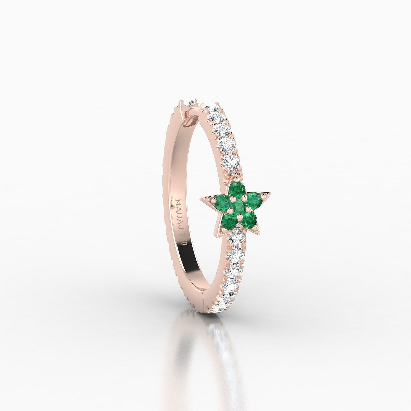 Asteria | 18k Rose Gold 11 mm Star Emerald & Diamond Hoop Piercing