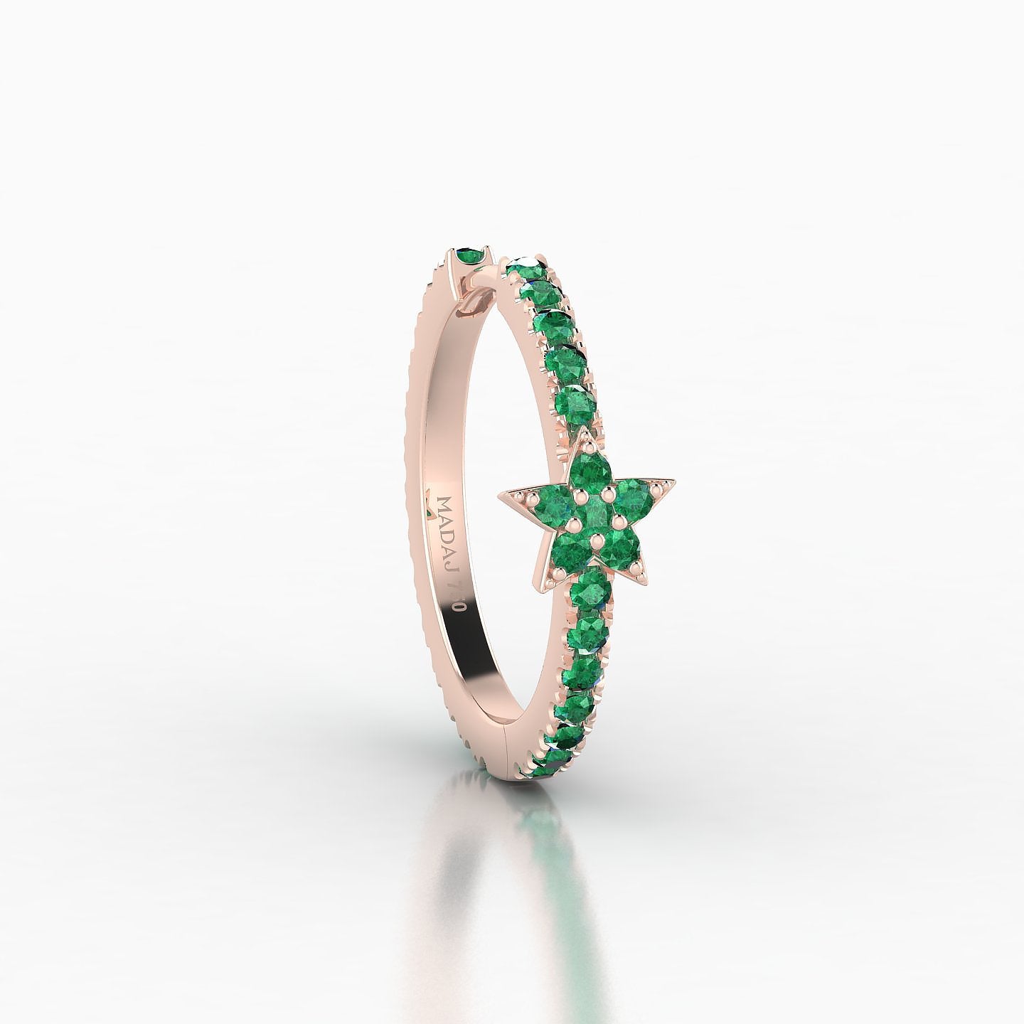 Asteria | 18k Rose Gold 11 mm Star Emerald Hoop Piercing