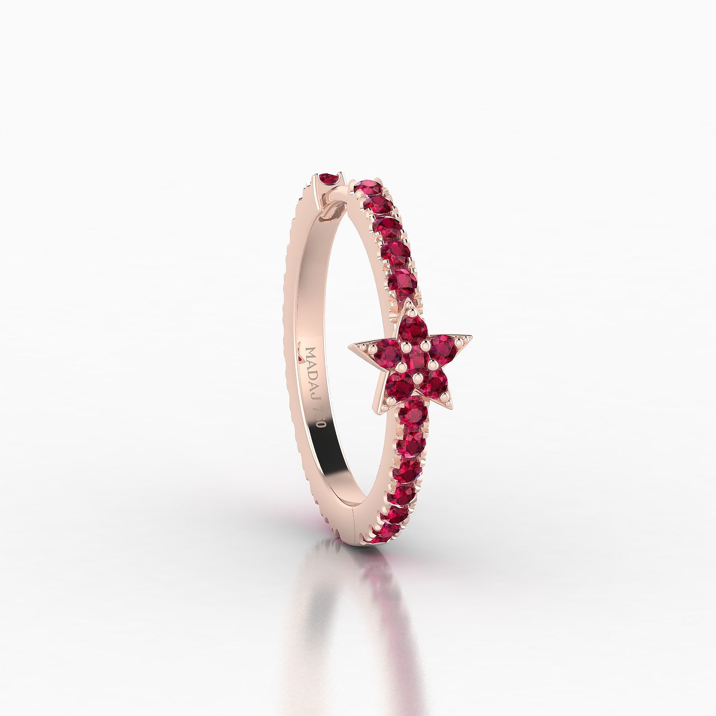 Asteria | 18k Rose Gold 11 mm Star Ruby Hoop Piercing