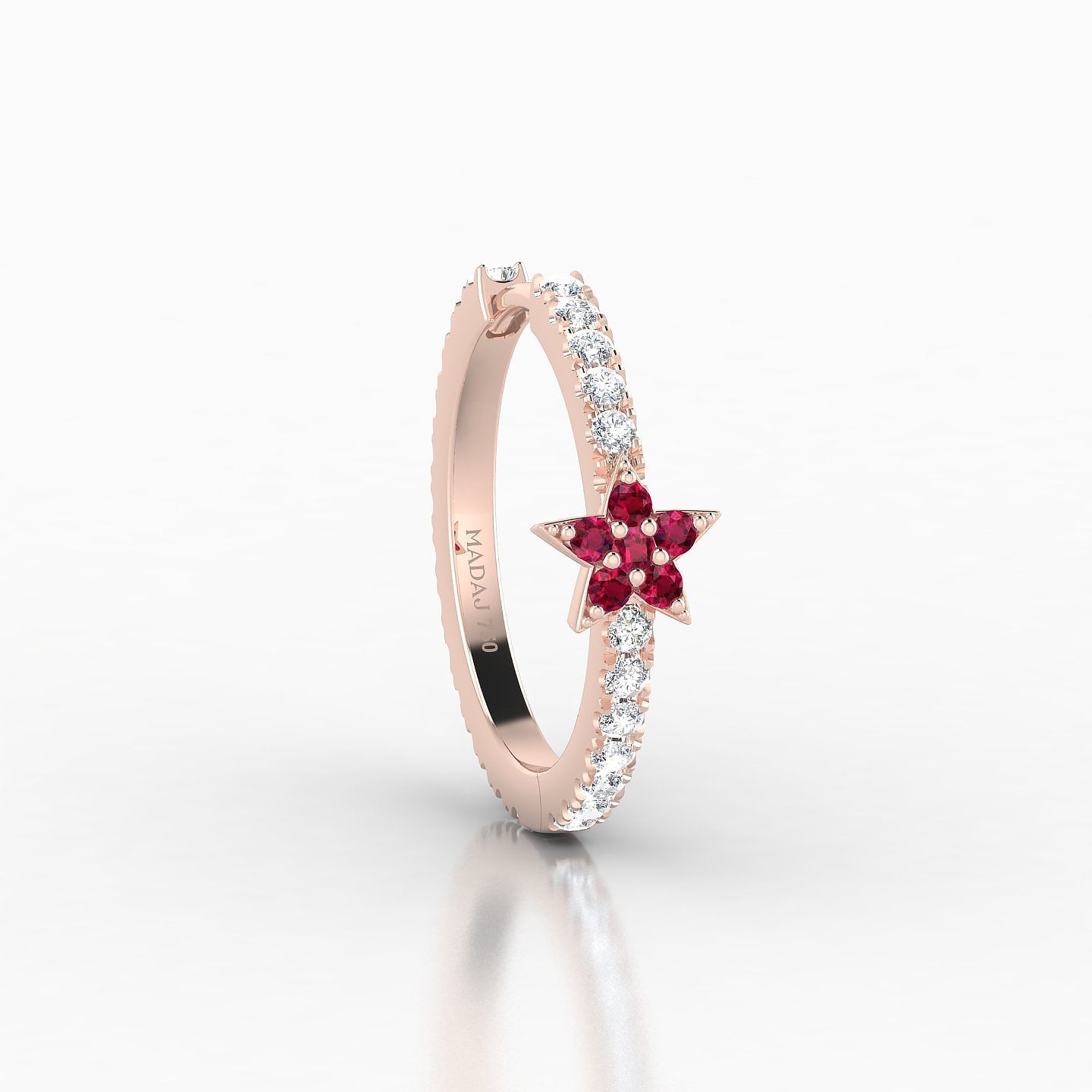 Asteria | 18k Rose Gold 11 mm Star Ruby & Diamond Hoop Piercing