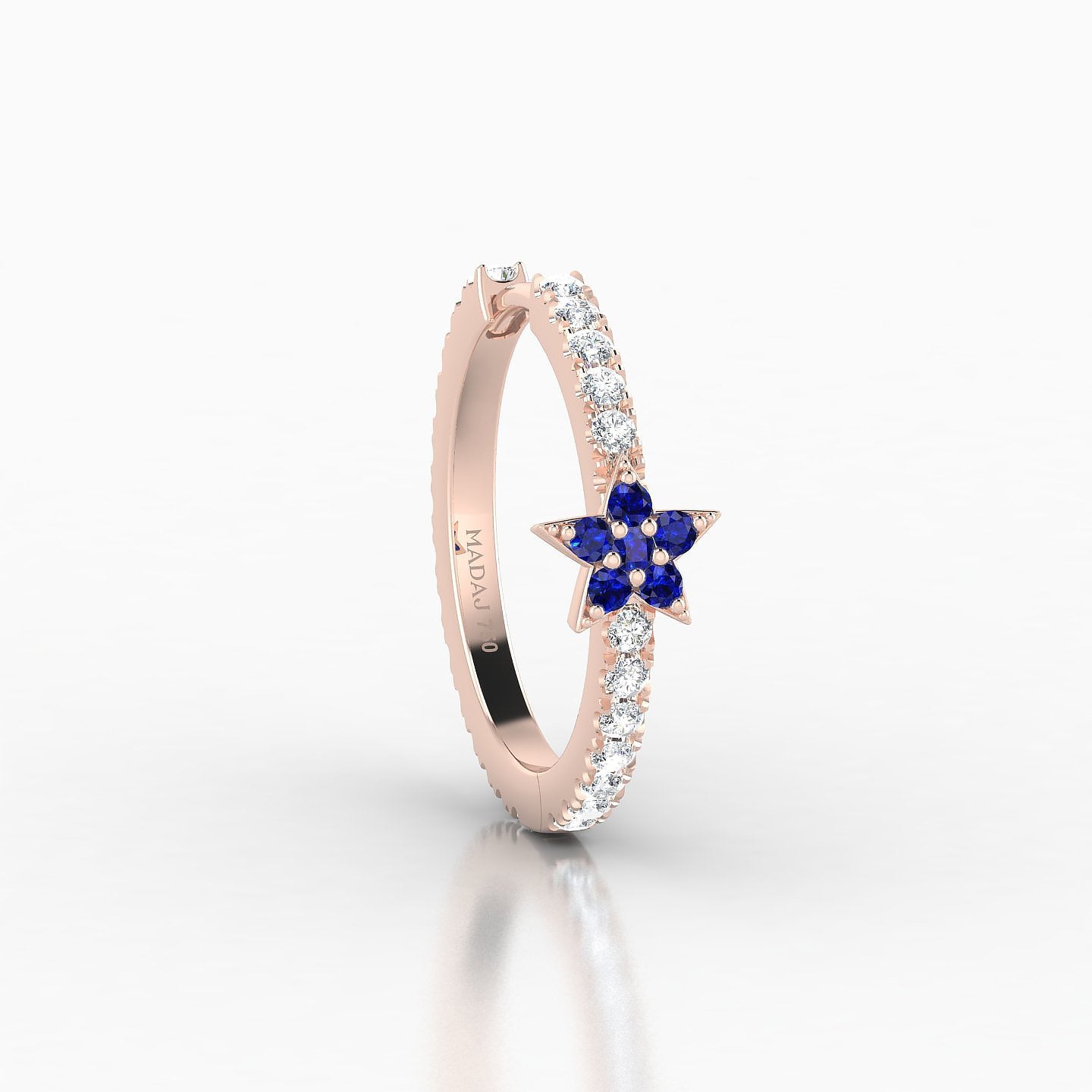 Asteria | 18k Rose Gold 11 mm Star Sapphire & Diamond Hoop Piercing