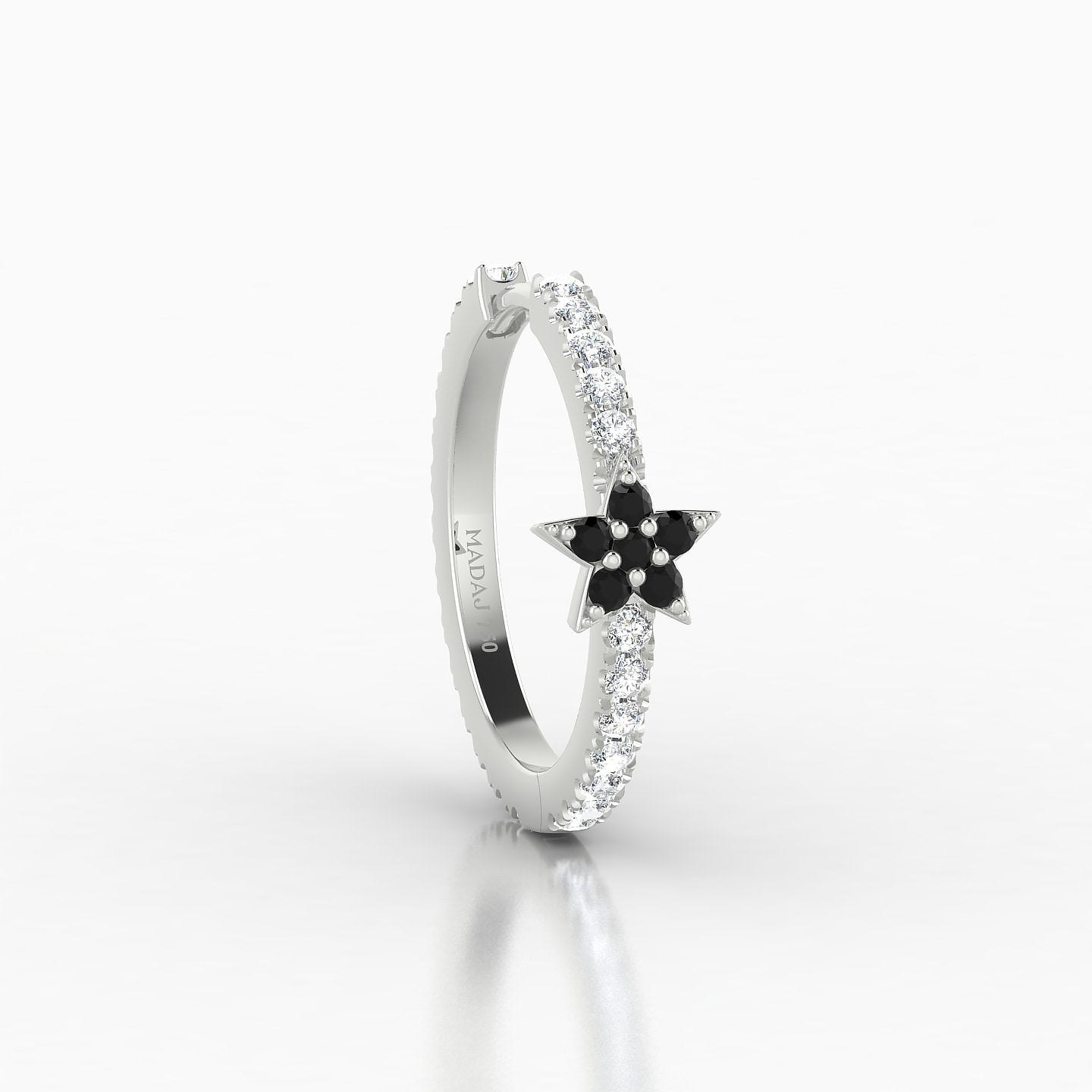 Asteria | 18k White Gold 11 mm Star Black Diamond & Diamond Hoop Piercing