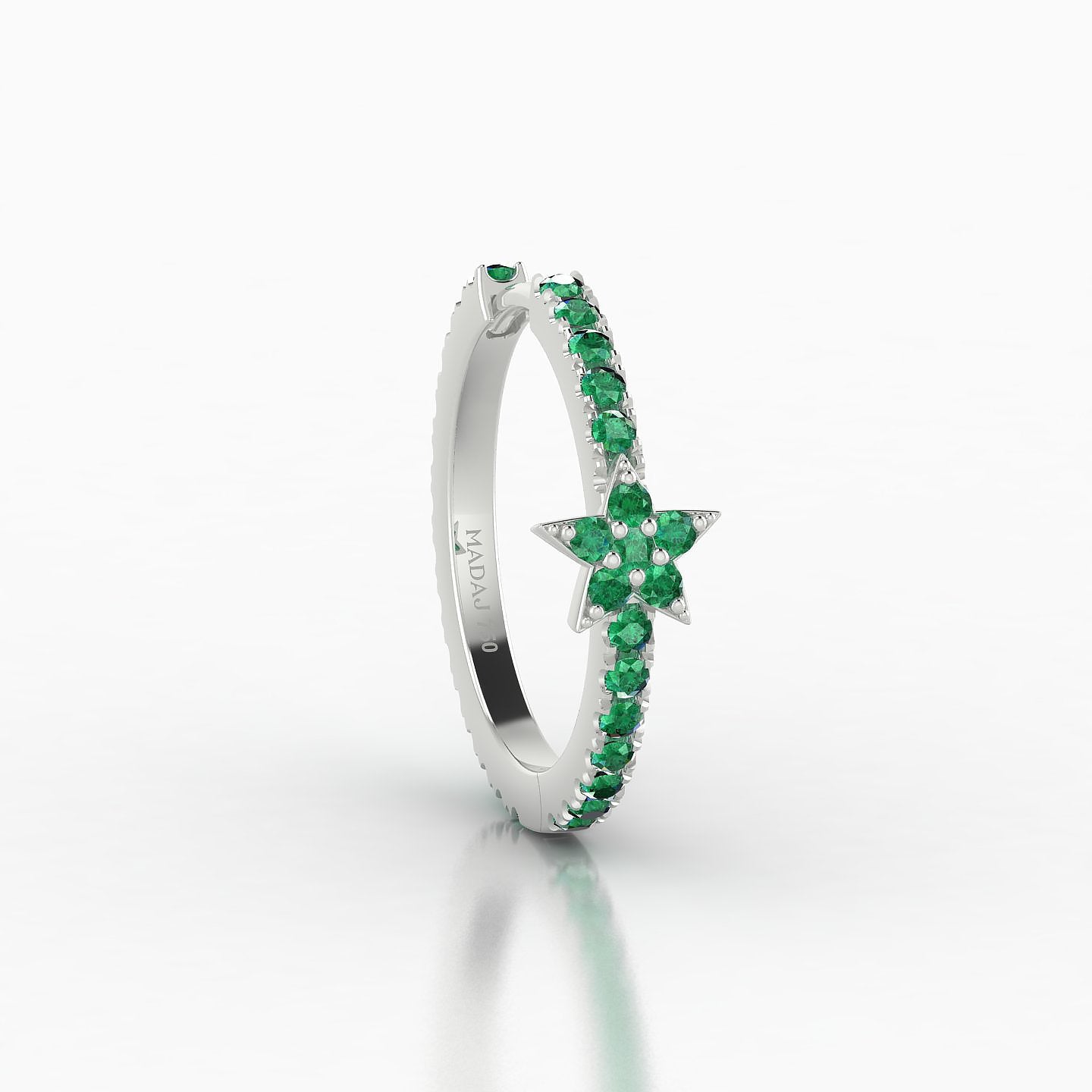 Asteria | 18k White Gold 11 mm Star Emerald Hoop Piercing