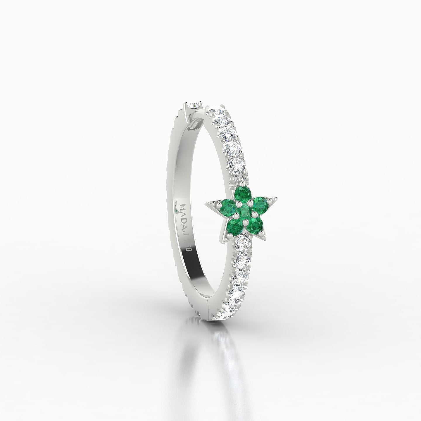 Asteria | 18k White Gold 11 mm Star Emerald & Diamond Hoop Piercing