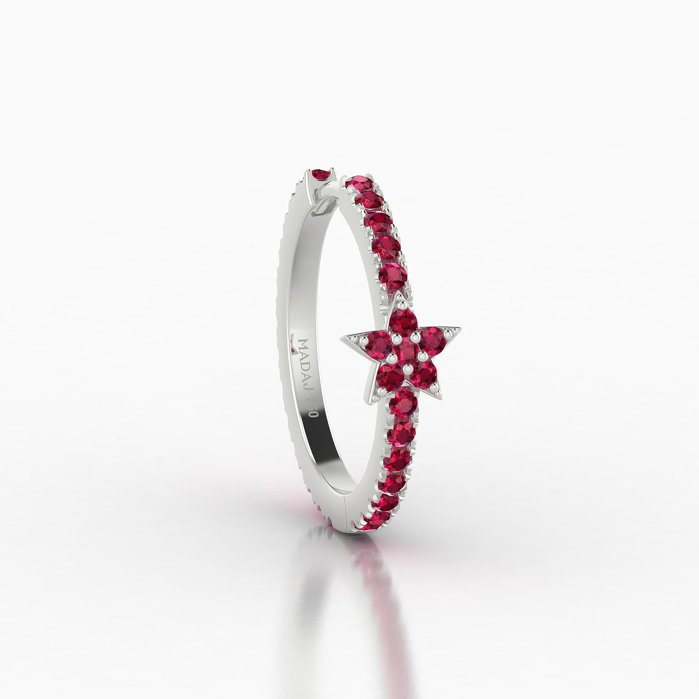 Asteria | 18k White Gold 11 mm Star Ruby Hoop Piercing