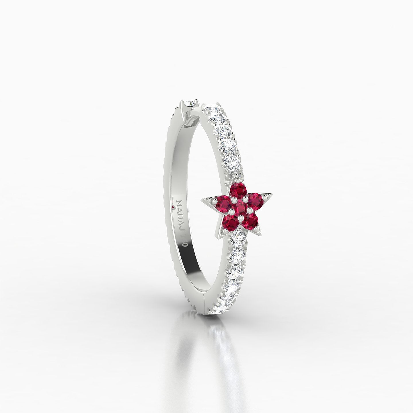 Asteria | 18k White Gold 11 mm Star Ruby & Diamond Hoop Piercing