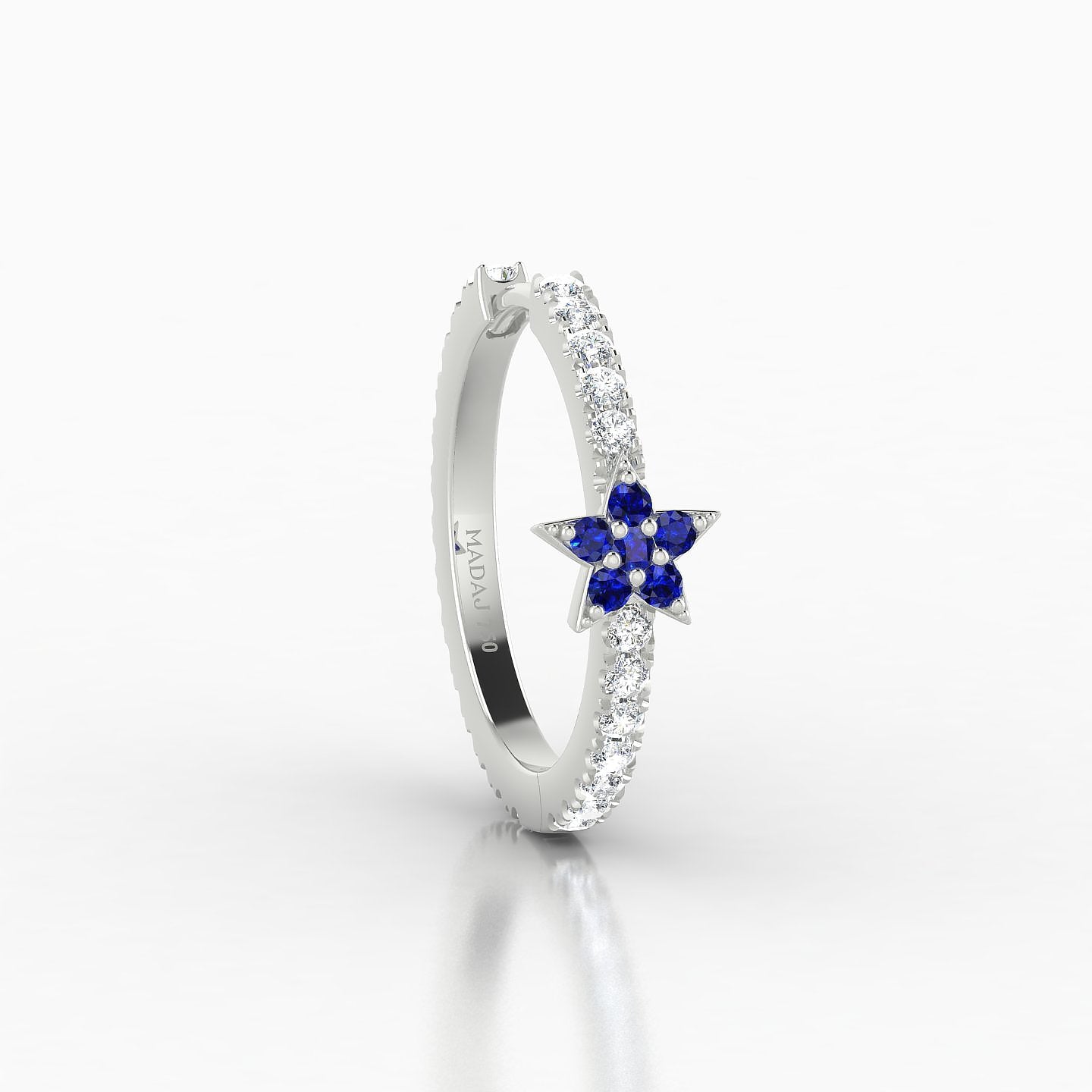 Asteria | 18k White Gold 11 mm Star Sapphire & Diamond Hoop Piercing