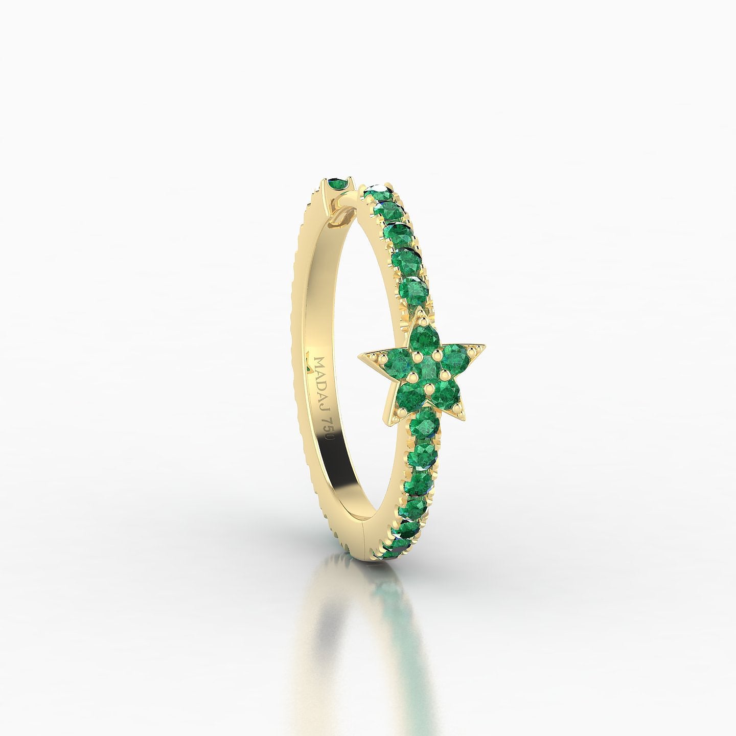 Asteria | 18k Yellow Gold 11 mm Star Emerald Hoop Piercing