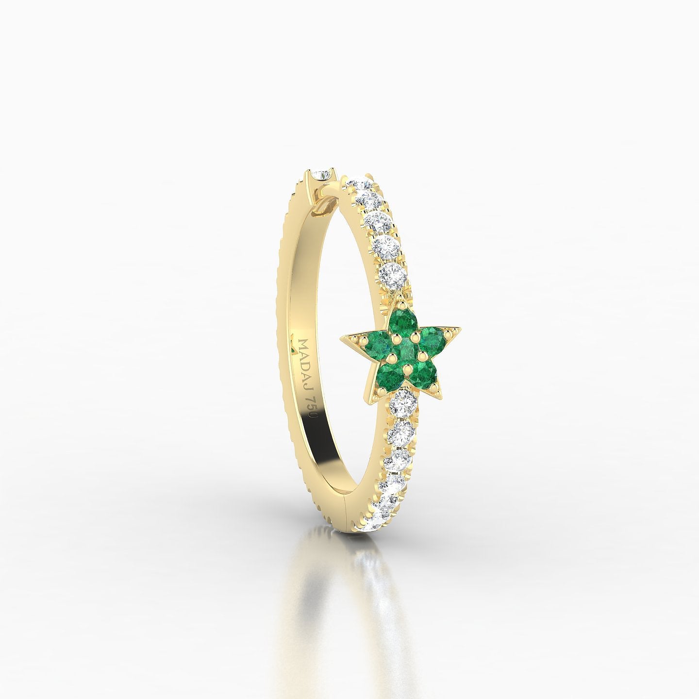 Asteria | 18k Yellow Gold 11 mm Star Emerald & Diamond Hoop Piercing