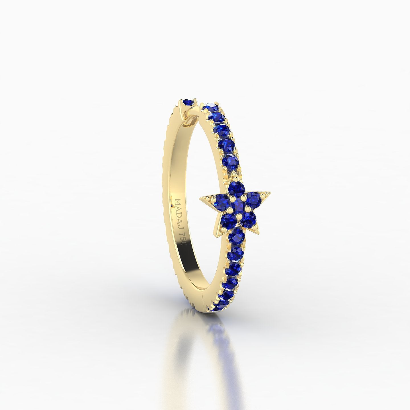 Asteria | 18k Yellow Gold 11 mm Star Sapphire Hoop Piercing